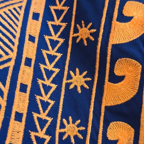 THML‎ Blouse Womens Size Small Orange Blue Geometric Sleeveless Vneck Bold Print - Picture 5 of 7